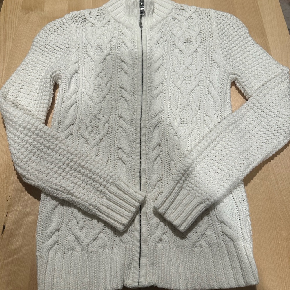 Lauren Ralph Lauren White Cable Knit Cardigan